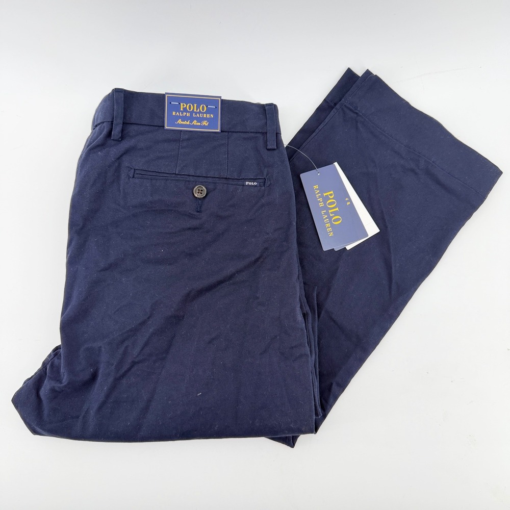 Polo Ralph Lauren Mens Stretch Slim Fit Chino Pants Navy Blue 34x30 710644988002